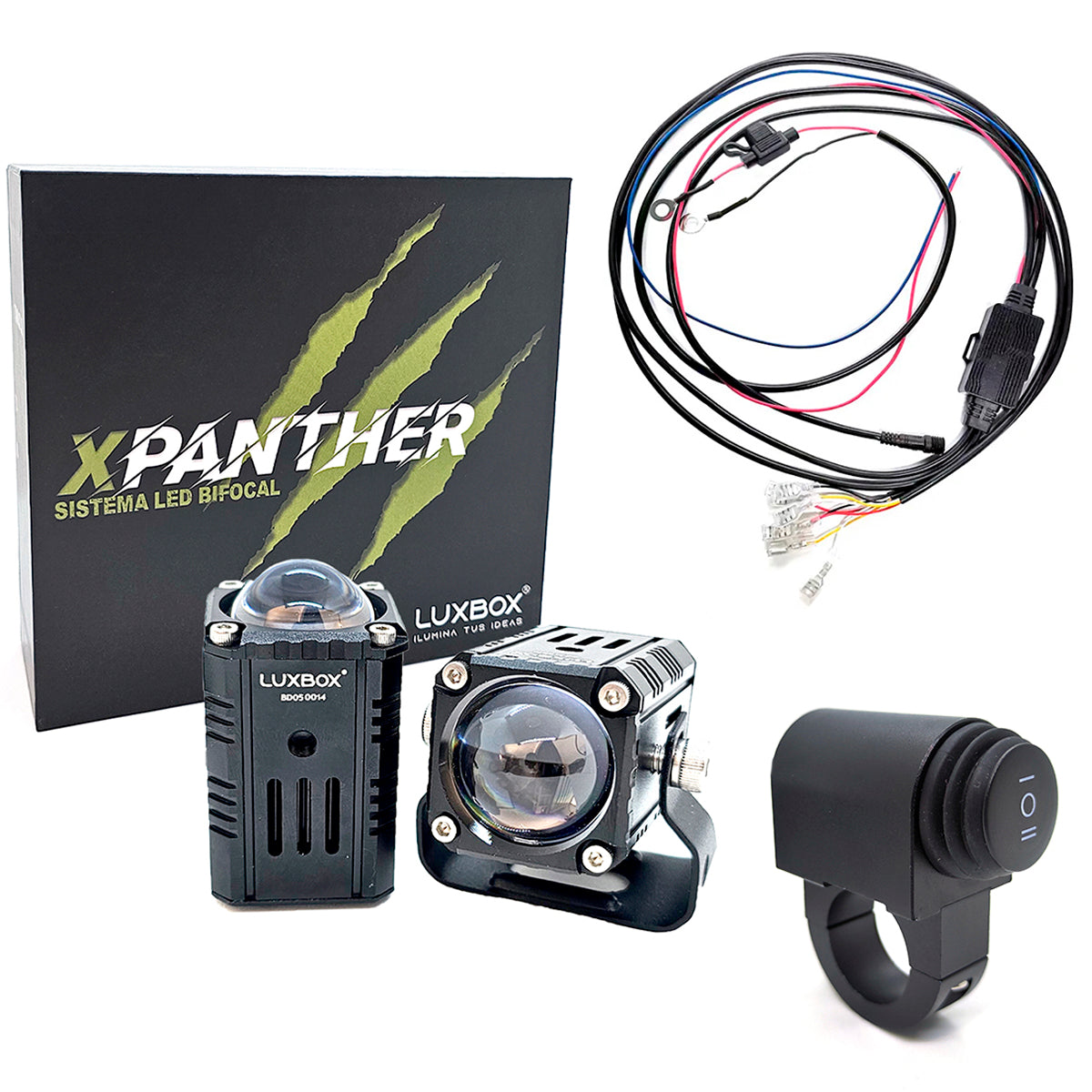 Kit Mini Lupas Led Xpanther Con Switch Y Arnés Luxbox