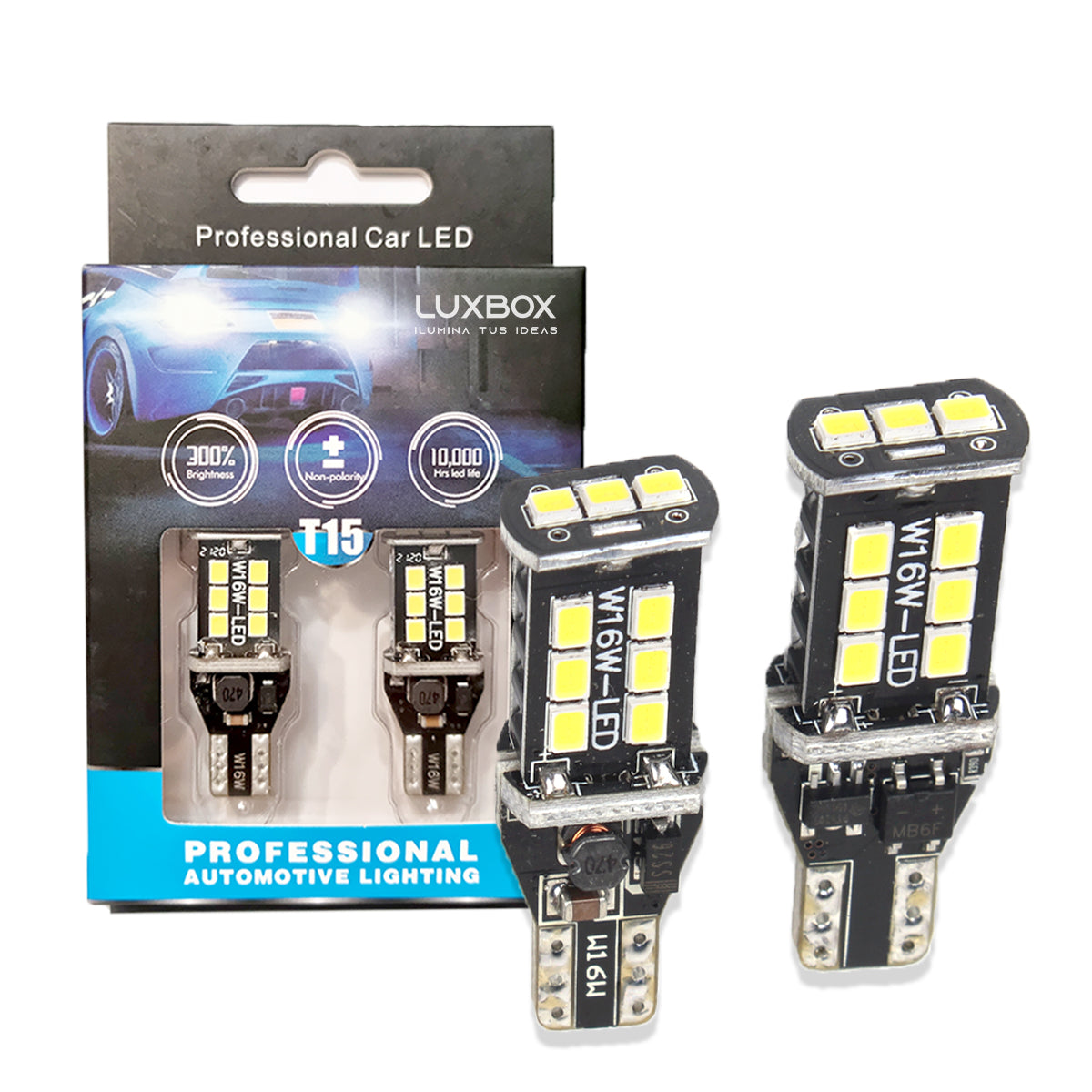 Focos LED De Pellizco T15 Canbus Premium Para Reversa